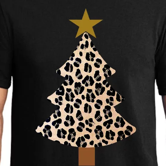 Leopard Tree Christmas Animal Lovers Xmas Pajama Set