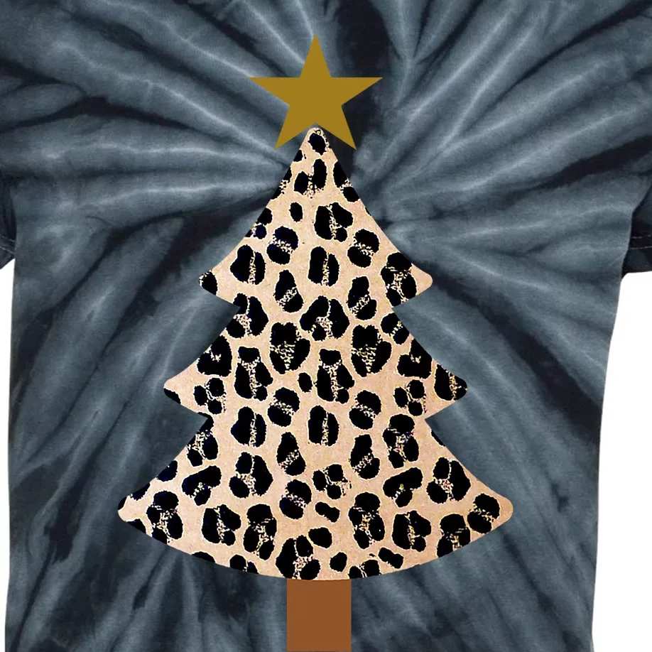 Leopard Tree Christmas Animal Lovers Xmas Kids Tie-Dye T-Shirt