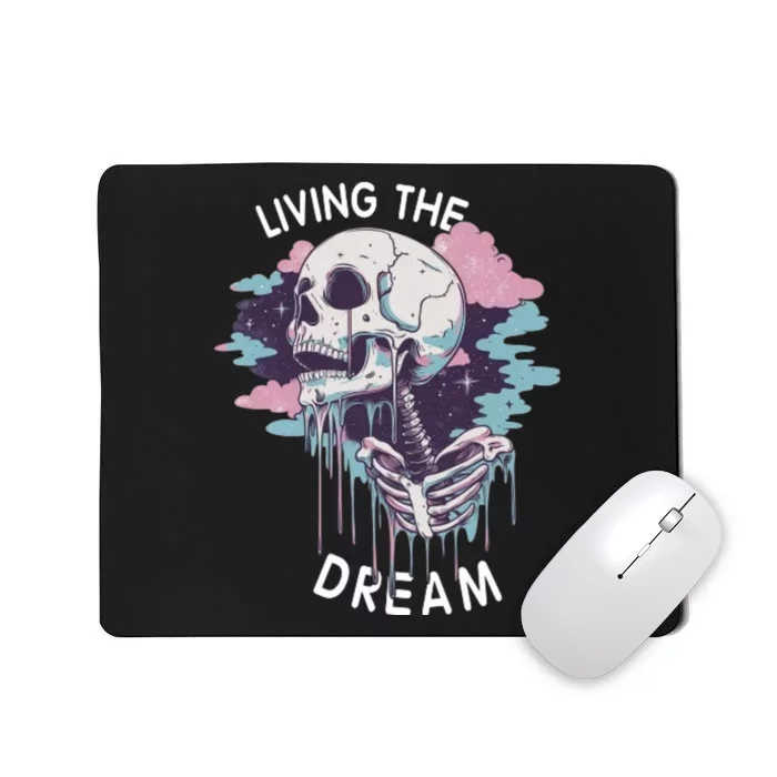 Living The Dream Spooky Skeleton Vibes Halloween Mousepad