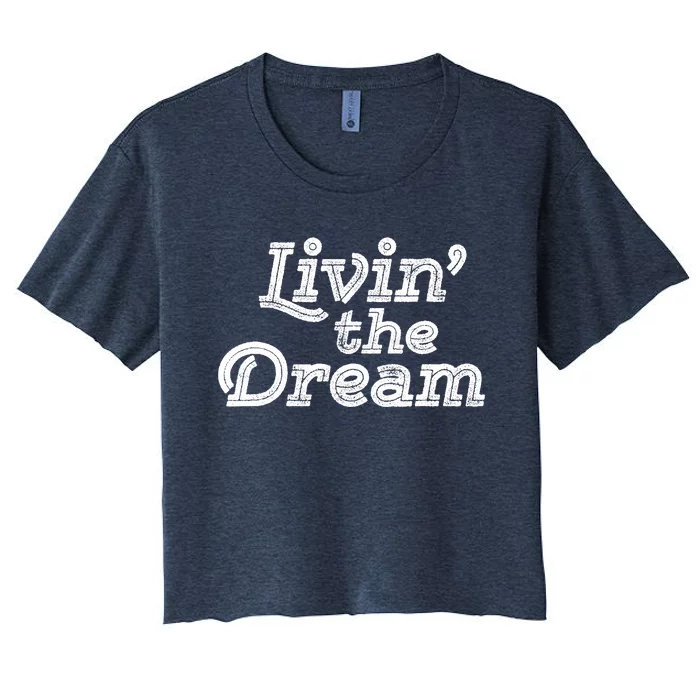 Livin the Dream Vintage 70s Inline Weathered (Dark) Women's Crop Top Tee