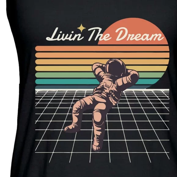 Livin The Dream Astronaut In Space Ladies Essential Flowy Tank