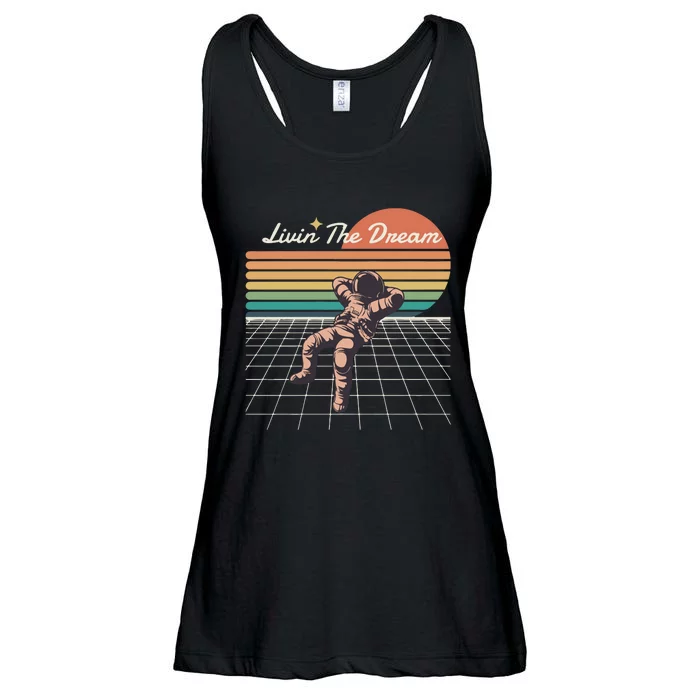 Livin The Dream Astronaut In Space Ladies Essential Flowy Tank