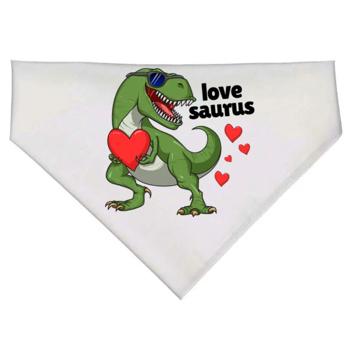 Lovesaurus Trex Dino Valentines Day Dinosaur Gift USA-Made Doggie Bandana