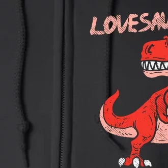 Lovesaurus Trex Dinosaur Heart Cute Valentines Day Boy Gift Full Zip Hoodie