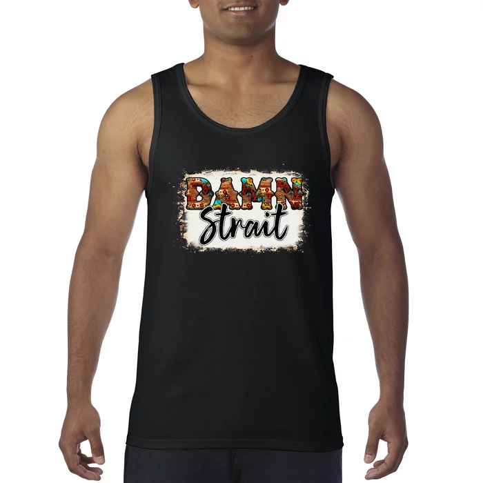 Leopard Turquoise Damn A Stra.It Western Country Music Cowboy Tank Top