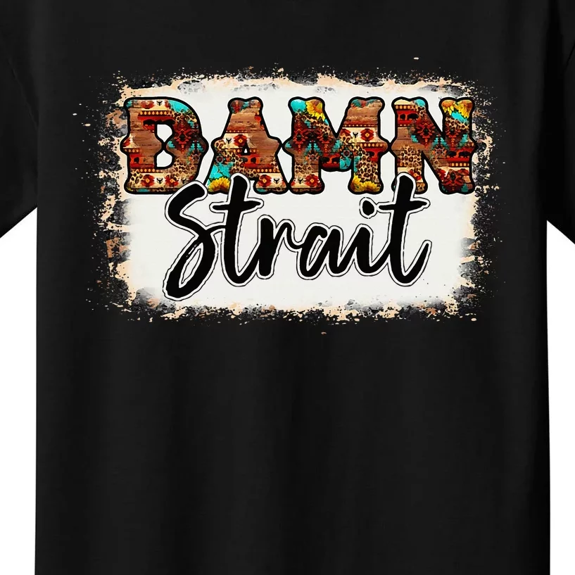 Leopard Turquoise Damn A Stra.It Western Country Music Cowboy Kids T-Shirt