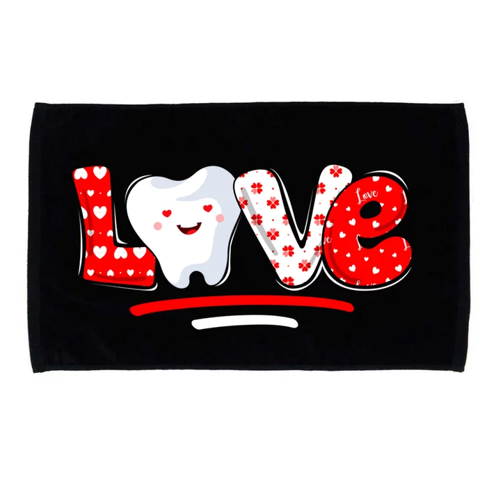 Love Teeth Dentist Funny Valentine's Day Dental Assistant Gift Microfiber Hand Towel