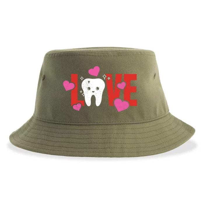 Love Teeth Dentist Valentines Dental Assistant Gift Sustainable Bucket Hat