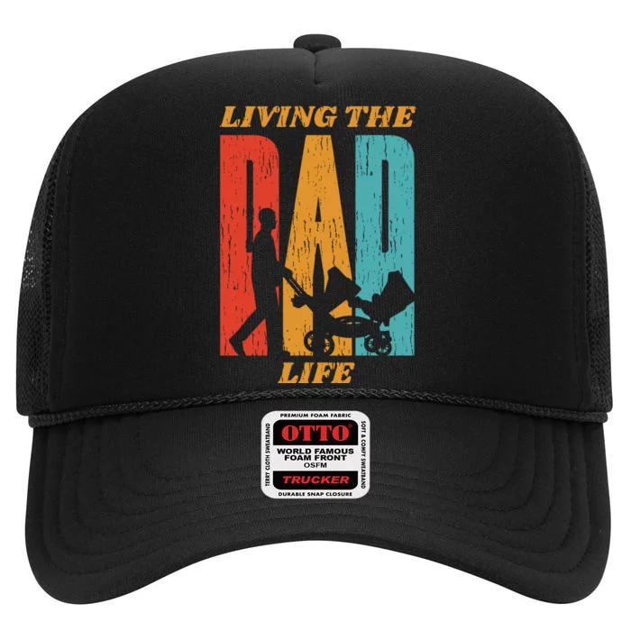 Living The Dad Life Retro High Crown Mesh Trucker Hat