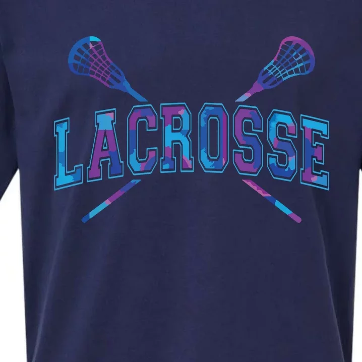 Lacrosse Tie Dye Crossed Sticks Cool Sueded Cloud Jersey T-Shirt