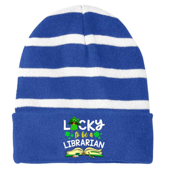 Lucky Truck Driver Irish American Flag St Patrick's Day Gift Striped Beanie with Solid Band