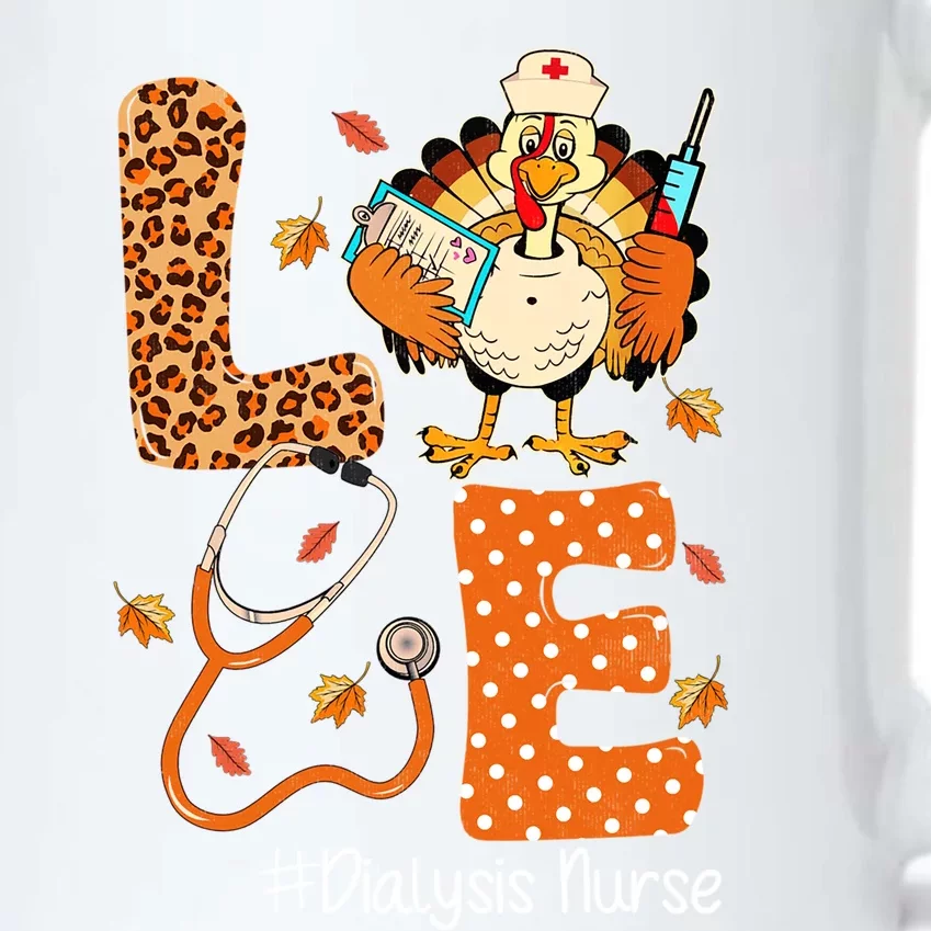 Love Turkey Dialysis Nurse Thanksgiving Leopard Pumpkin Fall Gift Black Color Changing Mug