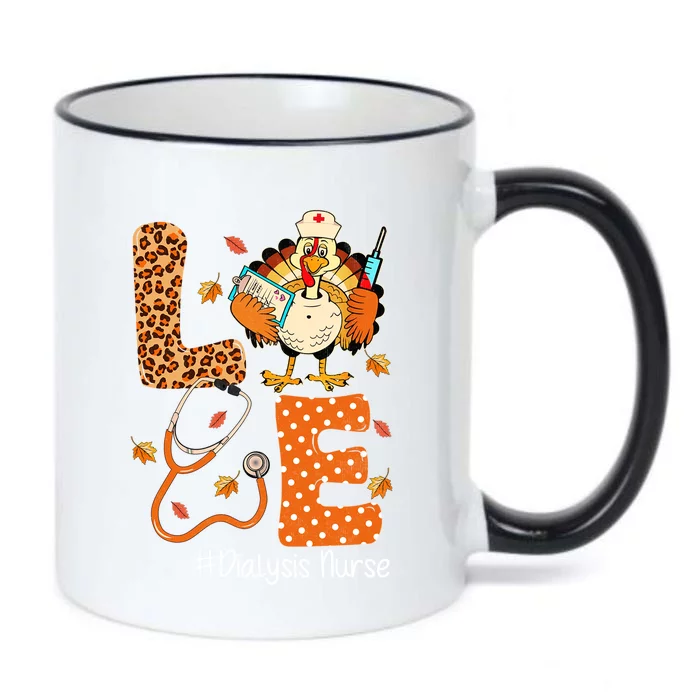 Love Turkey Dialysis Nurse Thanksgiving Leopard Pumpkin Fall Gift Black Color Changing Mug