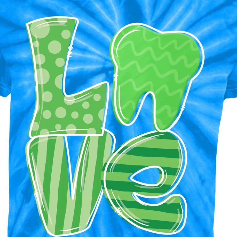 Love Tooth Dentist Dental Assistant St Patrick's Day Funny Gift Kids Tie-Dye T-Shirt