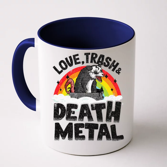 Love Trash & Death Metal Opossum Punk Band Metal Rainbow Front & Back Coffee Mug