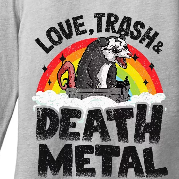 Love Trash & Death Metal Opossum Punk Band Metal Rainbow Womens CVC Long Sleeve Shirt