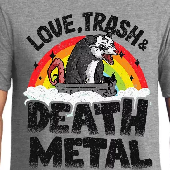 Love Trash & Death Metal Opossum Punk Band Metal Rainbow Pajama Set