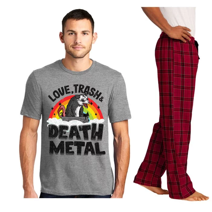 Love Trash & Death Metal Opossum Punk Band Metal Rainbow Pajama Set