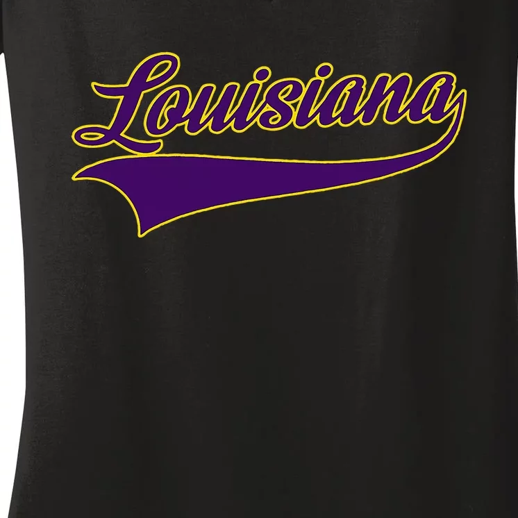 Louisiana Throwback Design Print Classic Women's V-Neck T-Shirt