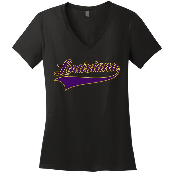 Louisiana Throwback Design Print Classic Women's V-Neck T-Shirt