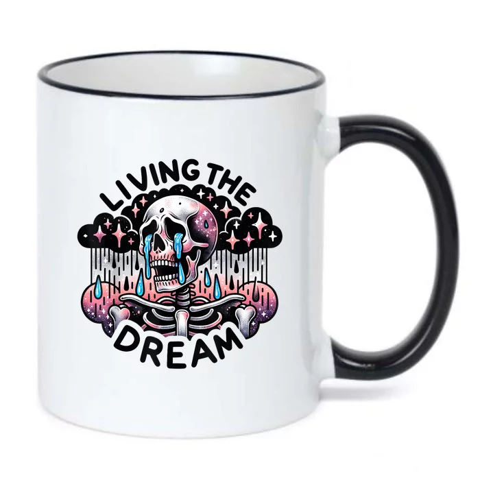 Living The Dream Snarky Skeleton Black Color Changing Mug