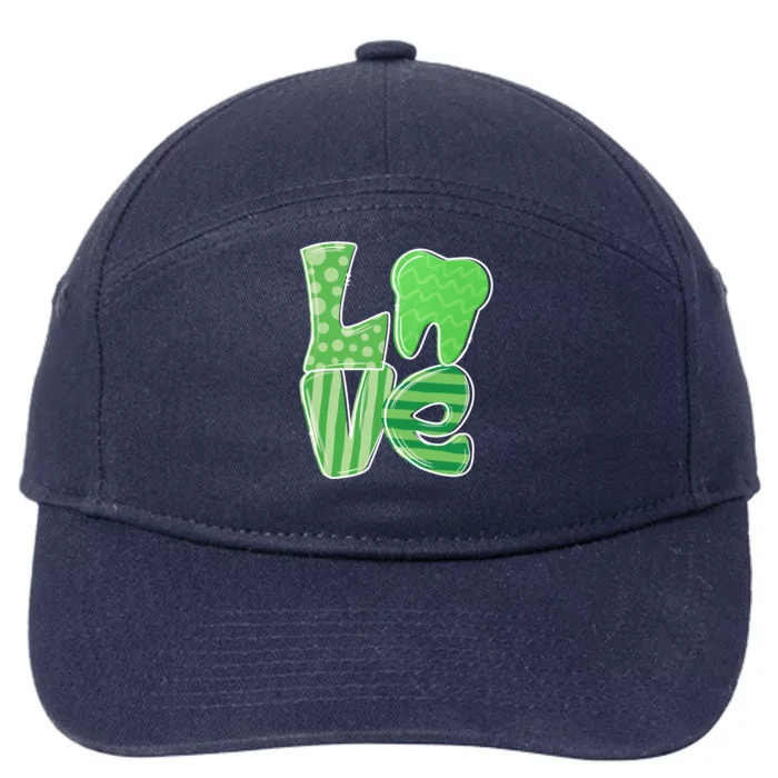 Love Tooth Dentist Dental Assistant St Patrick's Day Funny Gift Great Gift 7-Panel Snapback Hat