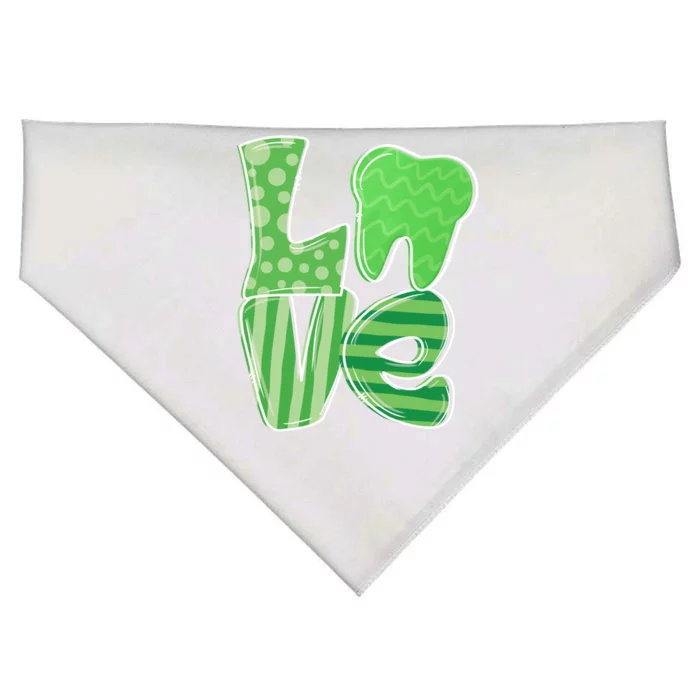 Love Tooth Dentist Dental Assistant St Patrick's Day Funny Gift Great Gift USA-Made Doggie Bandana