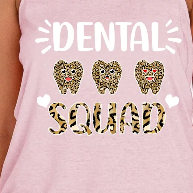 Leopard Tooth Dentist Assistants Dental Squad Orthodontists Cute Gift Women's Knotted Racerback Tank