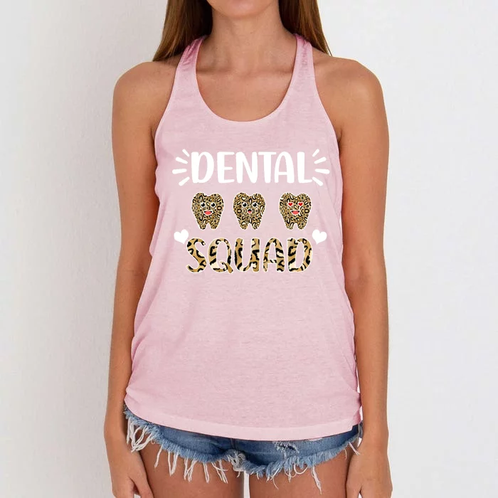 Leopard Tooth Dentist Assistants Dental Squad Orthodontists Cute Gift Women's Knotted Racerback Tank