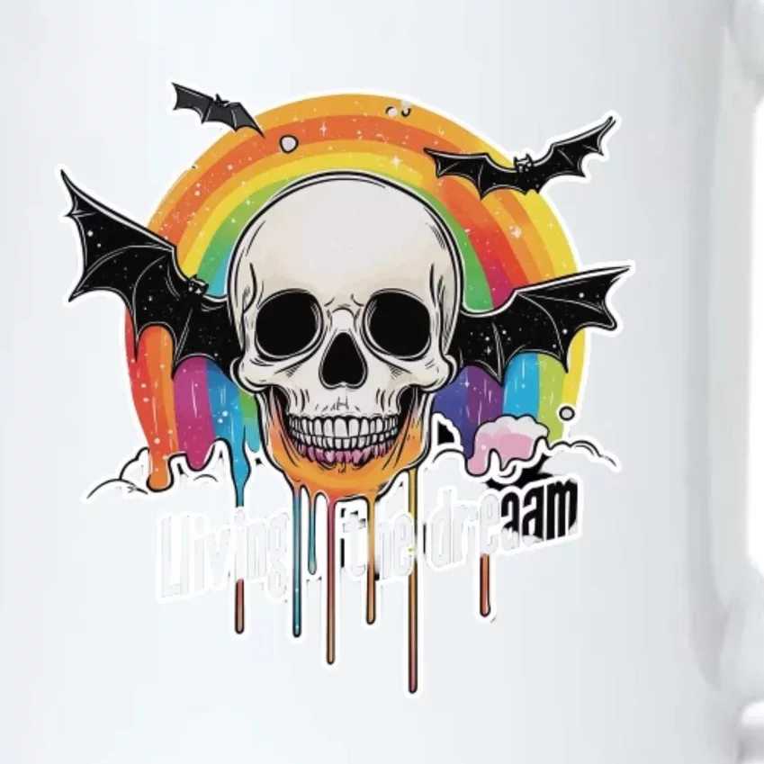 Living The Dream Spooky Skull Halloween Vibe Bat Black Color Changing Mug