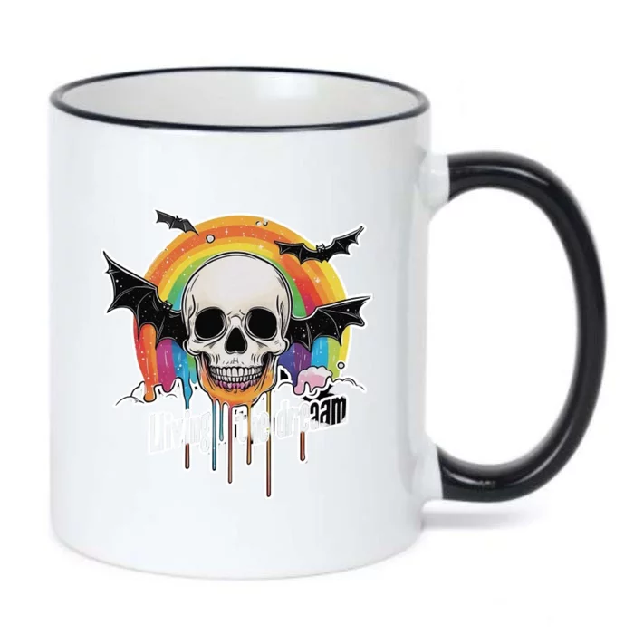 Living The Dream Spooky Skull Halloween Vibe Bat Black Color Changing Mug