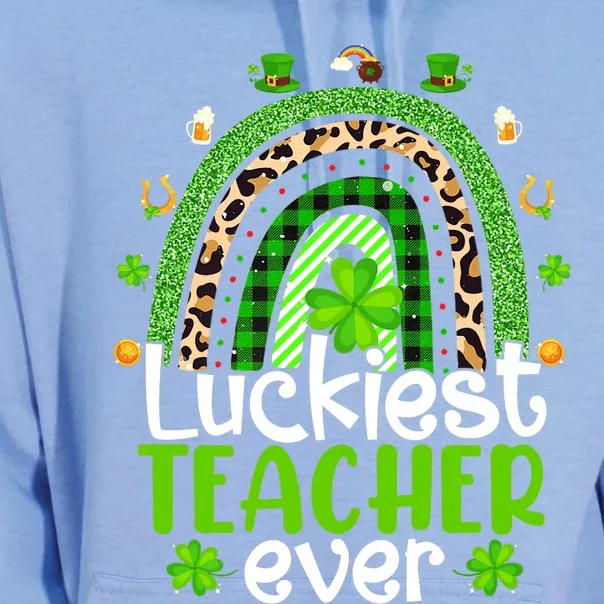 Luckiest Teacher Ever Rainbow St Patricks Day Unisex Surf Hoodie