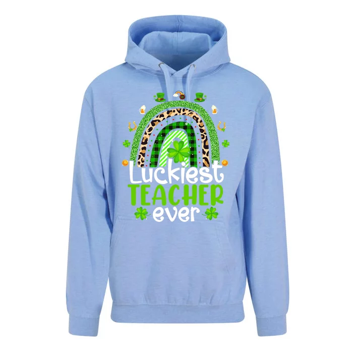 Luckiest Teacher Ever Rainbow St Patricks Day Unisex Surf Hoodie