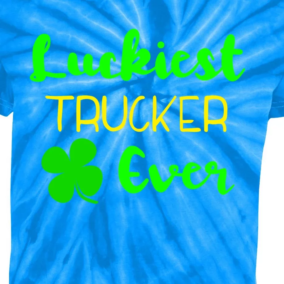 Luckiest Trucker Ever St Patrick's Day Irish Truck Driver Meaningful Gift Kids Tie-Dye T-Shirt