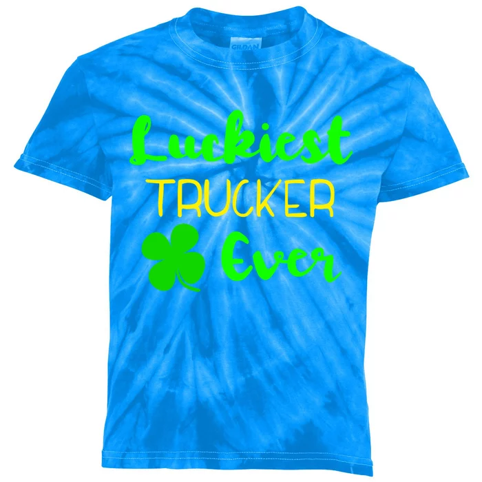 Luckiest Trucker Ever St Patrick's Day Irish Truck Driver Meaningful Gift Kids Tie-Dye T-Shirt