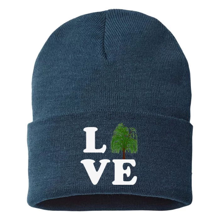 Love Trees Earth Day Weeping Willow Women Tee Sustainable Knit Beanie