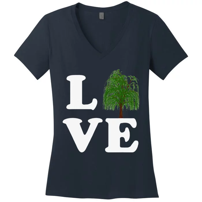 Love Trees Earth Day Weeping Willow Women Tee Women's V-Neck T-Shirt