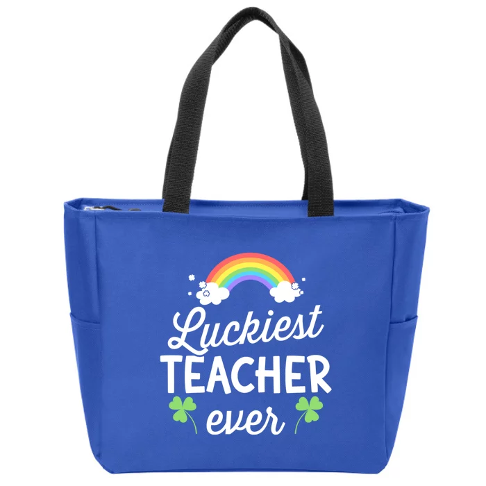 Luckiest Teacher Ever For St Patricks Day School Outfit Funny Gift Zip Tote Bag