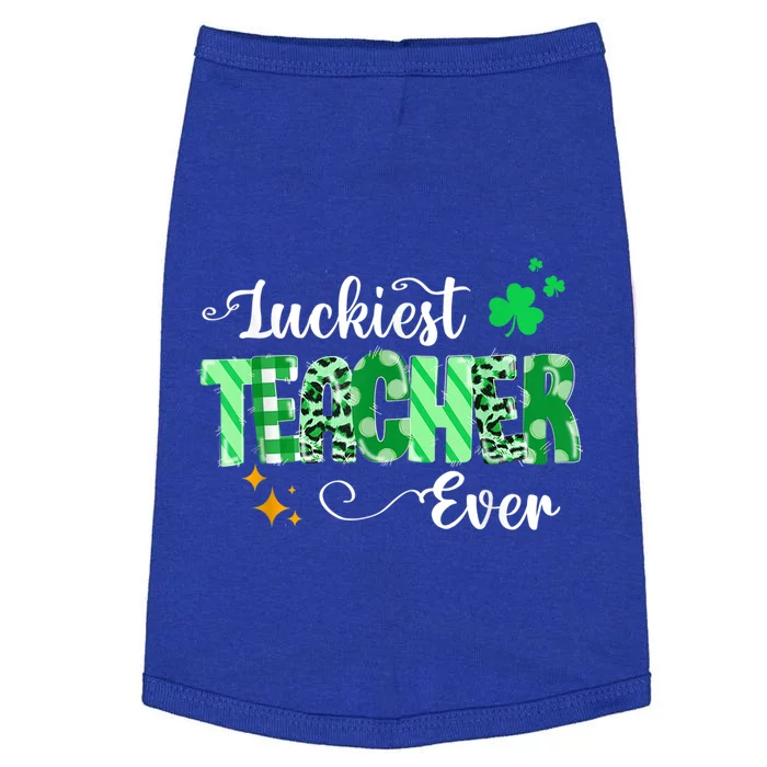 Luckiest Teacher Ever Gift Funny Teacher St Patrick's Day Gift Doggie Tank