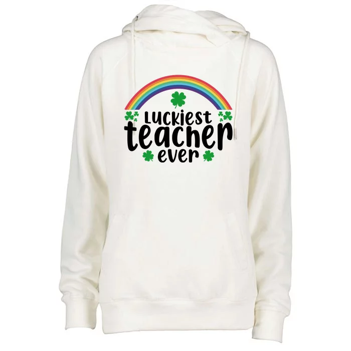 Luckiest Teacher Ever Funny St.Patricks Day Womens Funnel Neck Pullover Hood