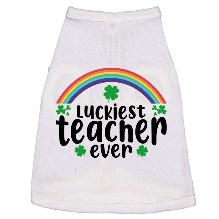 Luckiest Teacher Ever Funny St.Patricks Day Doggie Tank