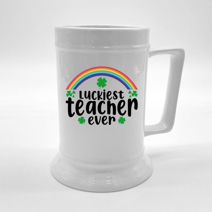 Luckiest Teacher Ever Funny St.Patricks Day Front & Back Beer Stein