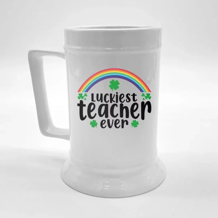 Luckiest Teacher Ever Funny St.Patricks Day Front & Back Beer Stein