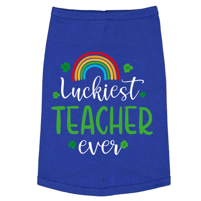 Luckiest Teacher Ever Funny St Patrick's Day Rainbow Gift Doggie Tank