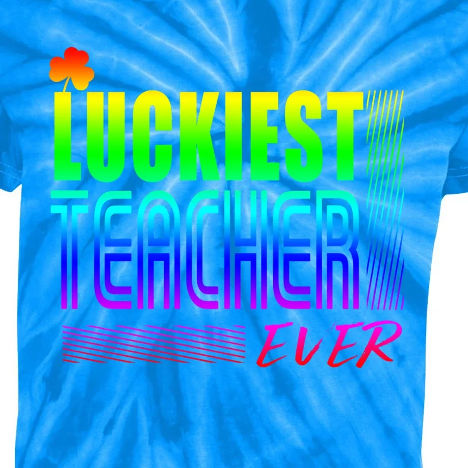 Luckiest Teacher Ever Gift Shamrock St Patrick's Day Gift Kids Tie-Dye T-Shirt