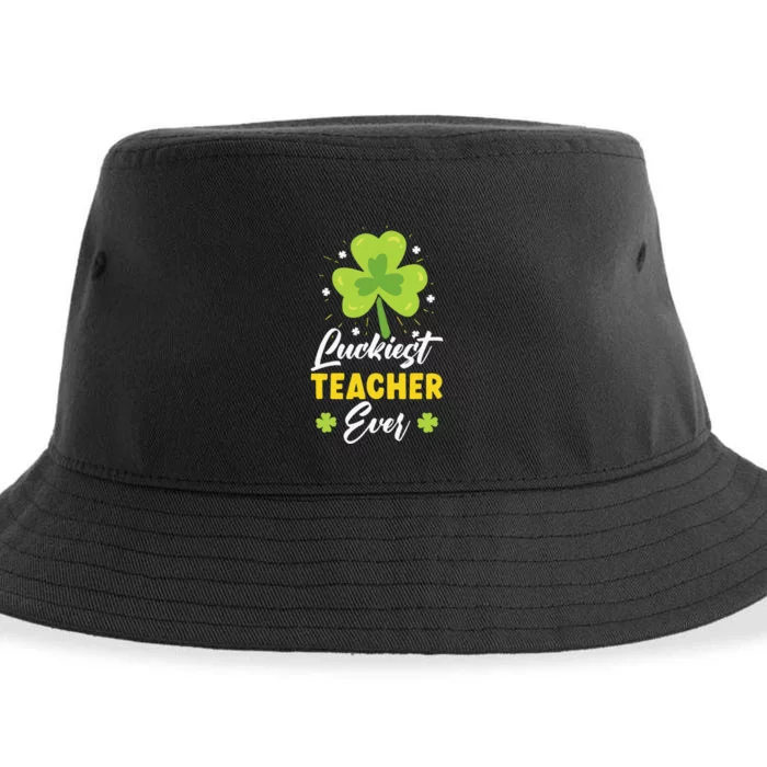 Luckiest Teacher Ever St. Patrick's Saint Pattys Day Sustainable Bucket Hat