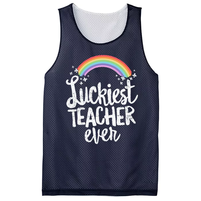 Luckiest Teacher Ever St Patricks Day School Gift Mesh Reversible Basketball Jersey Tank