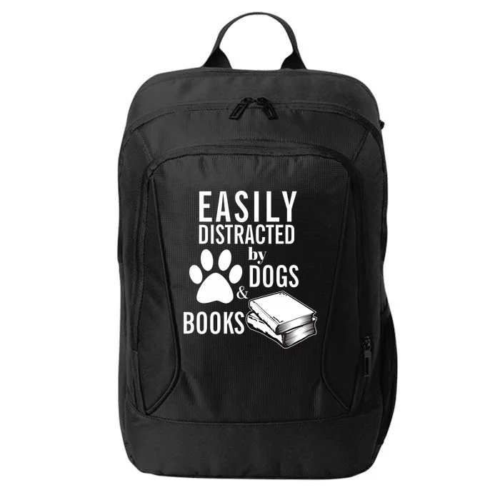 Library Themed Easily Distracted By Books And Dogs Funny Gift City Backpack