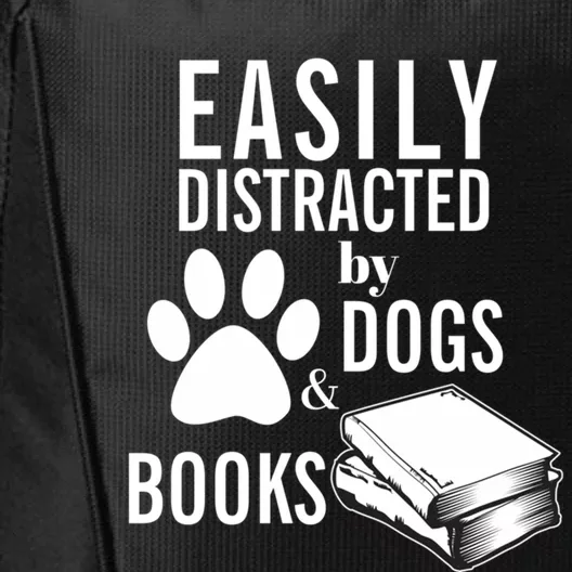 Library Themed Easily Distracted By Books And Dogs Gift City Backpack