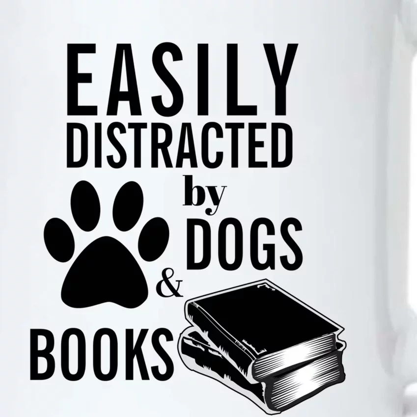 Library Themed Easily Distracted By Books And Dogs Gift Black Color Changing Mug